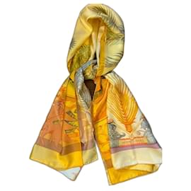 Sciarpa Hermès Aloha in seta Giallo Verde Arancio