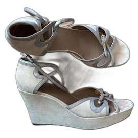 Sandali con zeppa Hermès Beige in pelle