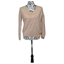 Pull feminino Bellerose bege com decote em V Tamanho 2 (38 / M)