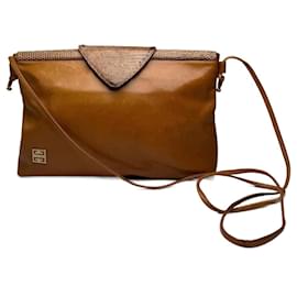 Sac bandoulière en cuir gaufré serpent vintage Givenchy camel