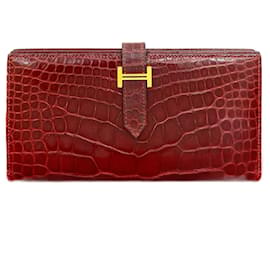 Hermes Bearn Soufflet Shiny Alligator Long Wallet - Hermès