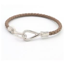 Hermes Jumbo H Etoupe Leather and Metal Bracelet - Hermès