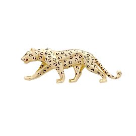 Cartier Brosche, "Panther", Gelbgold, Emaille, Smaragde.
