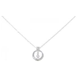 Autre Marque Collar de oro blanco K10 con topacio blanco y diamantes
