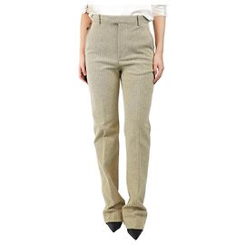 Bottega Veneta Pantalones de bouclé en espiga de pescado beige - talla UK 10