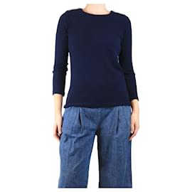 Navyblauer Kaschmir-Pullover mit Ellbogenpatches - Größe S - Autre Marque