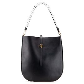 Borsa a spalla in pelle nera con logo TB di Burberry