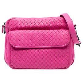 Borsa a tracolla Bottega Veneta in nappa rosa Intrecciato con tasca frontale