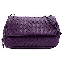 Bottega Veneta Lila Mini Nappa Intrecciato Erweiterbare Kettenklappe Crossbody