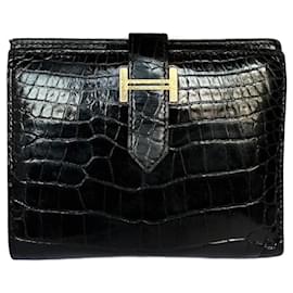 Hermès Billetera Compacta de Cocodrilo Bearn