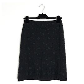 Chanel 2003 AH Falda de Encaje Negro FR36 FW UK8 US6