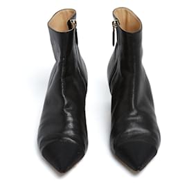 Botines de Cuero Negros Puntiagudos Chanel EU39.5 UK6 US8.5