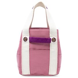 Bolsa tote de lona rosa com costura quadrada Chanel
