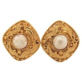 ORECCHINI VINTAGE CHANEL TOURBILLONS & PERLE 1980 ORO - Chanel