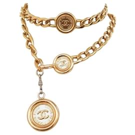 VINTAGE CHANEL GÜRTELHALSKETTE MIT CC MEDAILLON KETTE GRÖSSE 65 80 - Chanel
