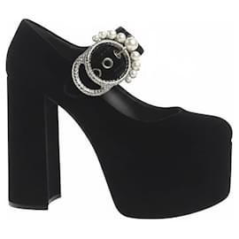 Sandali Miu Miu in velluto nero con plateau