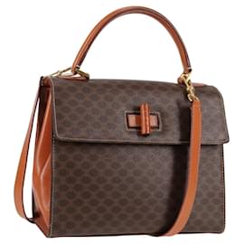 Bolsa de mão conversível vintage Celine em lona revestida Macadam média - Céline
