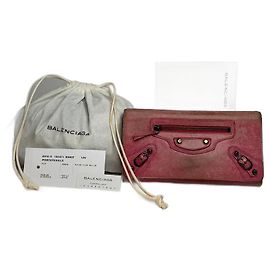 Portafoglio in pelle Balenciaga City vintage rosa