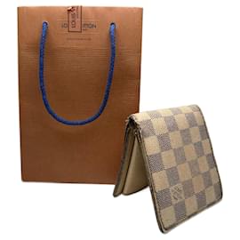 Portafoglio pieghevole vintage Louis Vuitton Damier Monogram grigio bianco