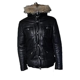 Philipp Plein, Lederbomberjacke mit Kapuze und Fell