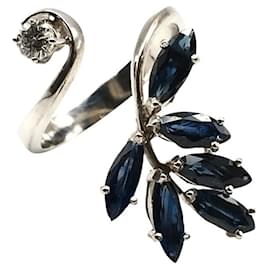 Anillo de Oro Blanco con Zafiros y Brillante - Autre Marque