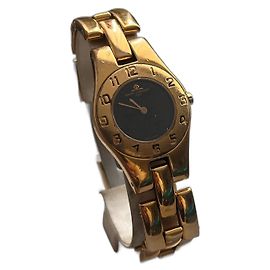 Baume & Mercier Linea Uhr Goldplattiert Schwarzes Zifferblatt