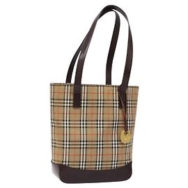 Burberry Nova Check Tote aus Canvas im kleinen Format
