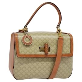 Céline Celine Vintage Convertible Top Handle Macadam Tela Rivestita Medium
