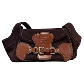 Borsa a mano Prada BR3021 Suede e Pelle Marrone