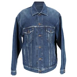 Chaqueta de mezclilla bordada 'You Are The World' de Balenciaga en algodón azul