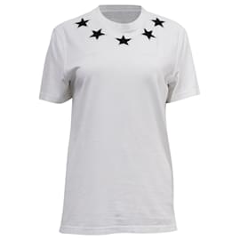 Camiseta de algodón blanco bordada con estrellas Givenchy