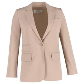  Max Mara Unno Single-Breasted Blazer with Pockets in Beige Wool