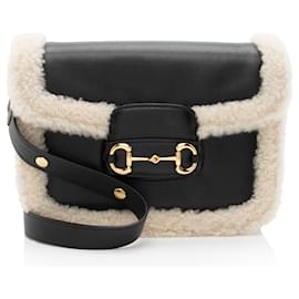 Borsa Piccola Horsebit 1955 in Pelle e Shearling Gucci