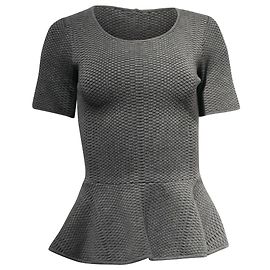 Sandro Strick-Peplum-Bluse aus grauer Viskose