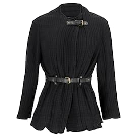 Isabel Marant Jacke mit Ledergürtel aus schwarzer Baumwolle