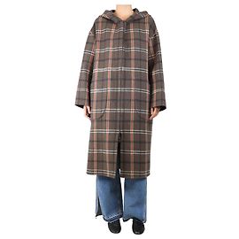 Autre Marque Brown check hooded coat - size L