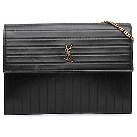 Bolsa transversal Victoire em couro de bezerro matelassado preto da Saint Laurent
