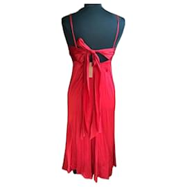 Autre Marque Rotes Abendkleid aus Seide mit Schleife