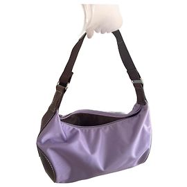 Borsa a mano Lancel Bowling marrone chiaro in tessuto