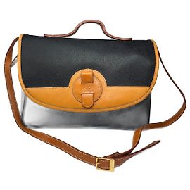 Borsa in pelle vintage Courreges 2Way nera e marrone