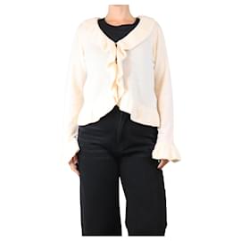 Cremfarbener Cashmere-Cardigan mit Rüschen - Größe M - Autre Marque