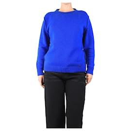 Loro Piana Blauer Pullover mit Kontrastpaspel - Größe UK 12