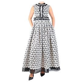 Autre Marque Abito maxi senza maniche con applicazione floreale nera - taglia UK 10