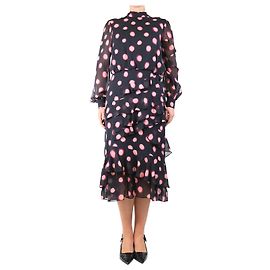 Autre Marque Vestido midi con volantes de lunares tie-dye negro - talla UK 12