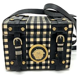 Vintage Schultertasche mit Gingham-Muster Medusa von Versace
