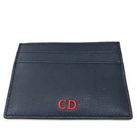 Christian Dior Dior Homme Navy Leather Business Card Case