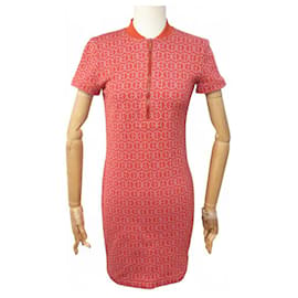 NUEVO VESTIDO HERMES H REDONDO 38 M CON CREMALLERA MICRO EN JERSEY JACQUARD NARANJA - Hermès