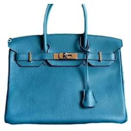 Hermès Birkin 35 Blu Izmir in pelle Taurillon Clemence