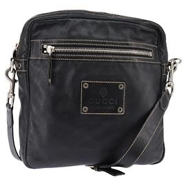 Borsa messenger in pelle con zip frontale Gucci