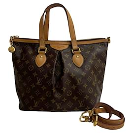 Borsa a mano in pelle marrone Louis Vuitton Palermo PM